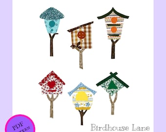 Birdhouse Appliqué Pattern, Nature Applique, DIY Birdhouse Decor, Birdhouse Quilt,  DIY Birdhouse Art, PDF Pattern, Iron On Applique.