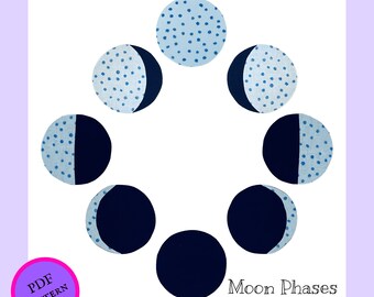 Moon Appliqué Pattern, DIY Applique Moon Design, DIY Moon Gifts, Moon Applique Quilt Pattern, Easy Iron On Applique