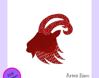 Zodiac Applique Pattern, Aries Zodiac Sign, DIY Aries gifts, DIY Aries decor, Zodiac design, Astrology Signs, Quilt Block Pattern