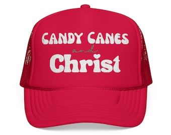Candy Canes and Christ Trucker Hat | Embroidered Christmas Hat