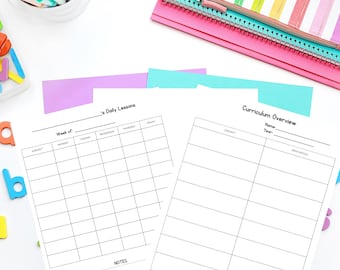 Homeschool Curriculum Overview & Daily Lesson Plan Template l Printable PDF Bundle