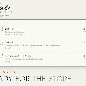 The tote rack shopping list: 2x4s, 1x4s and a sheet of plywood