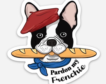 Pardon My Frenchie Pun Sticker
