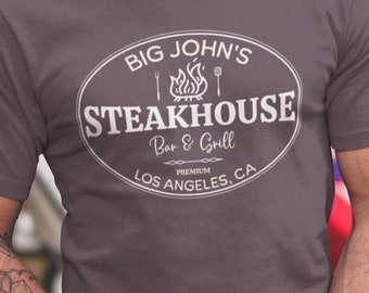 Customizable Steakhouse Bar & Grill Shirt Personalized BBQ Graphic Tee Barbecue T-Shirt Backyard Grilling Gift For Him Fathers Day Present