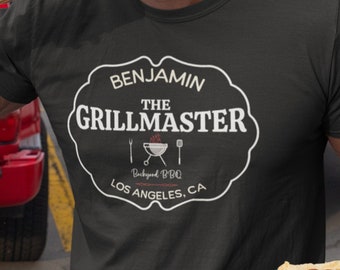 Customizable Grillmaster T-Shirt Backyard BBQ Shirt Personalized Graphic Tee Grilling Gift For Him Fathers Day Present Barbecue T-Shirt