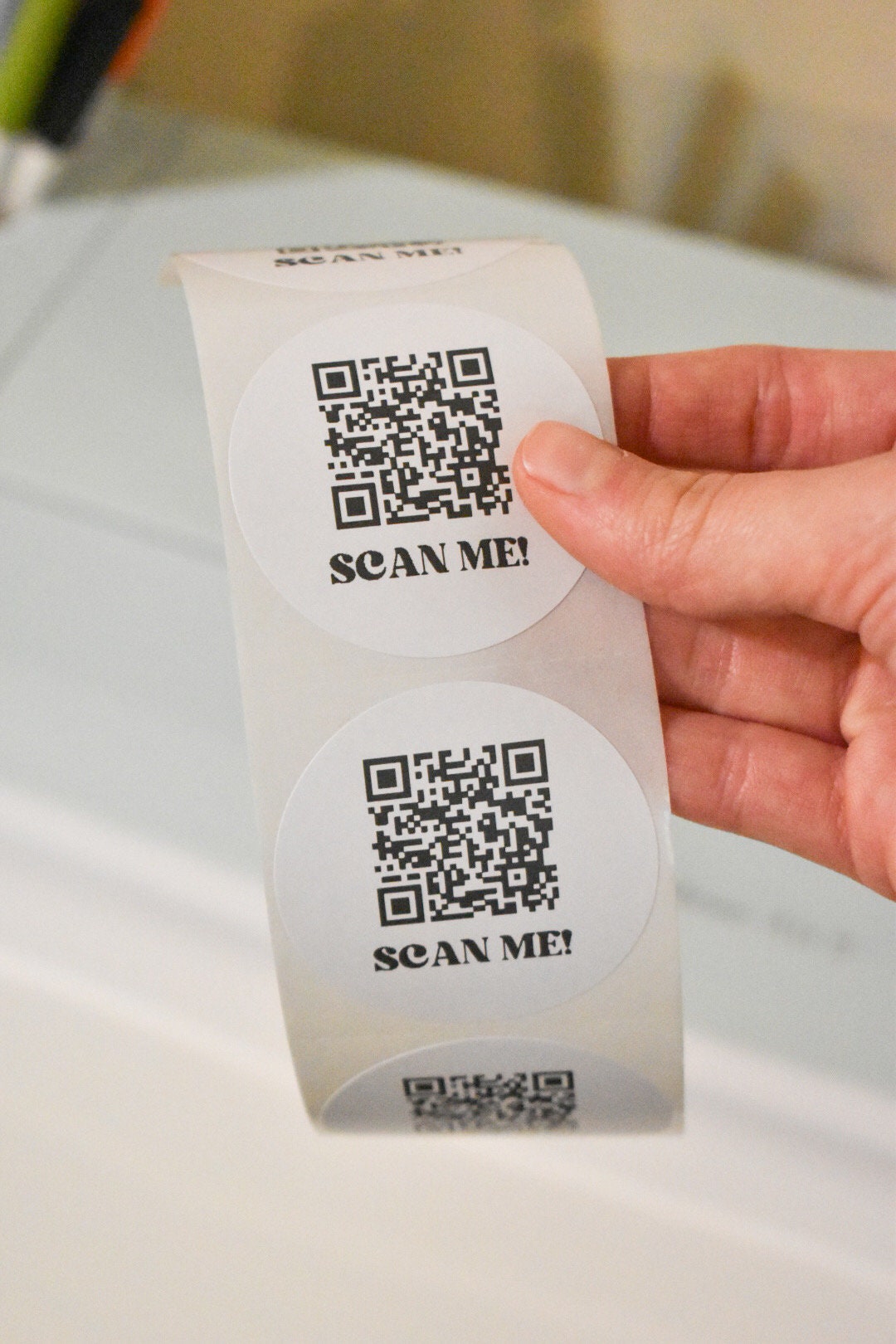 Scan Me QR Code Stickers 2 Inch Circle Small Business Or Personal 