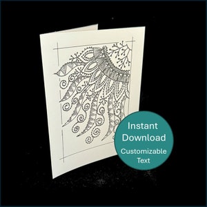 Download digital Cartão ilustrado de primavera personalizável JPG PDF | Aniversário para imprimir, obrigado, pensando em você | Cartão desenhado à mão