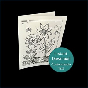 Download digital Cartão ilustrado de primavera personalizável JPG PDF | Aniversário para imprimir, obrigado, pensando em você | Cartão desenhado à mão