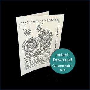 Download digital Cartão ilustrado de primavera personalizável JPG PDF | Aniversário para imprimir, obrigado, pensando em você | Cartão desenhado à mão