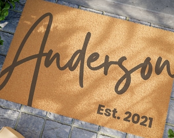 Custom Last Name Doormat, Premium Personalized Door Mat, Housewarming Gift for New Homeowners, Wedding Gift Large Last Name Double Doormat