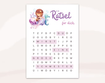 You're going to be big sister crossword | Announce pregnancy | Digital PDF download