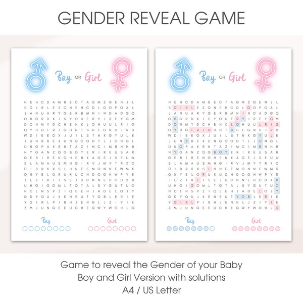 Baby Gender Reveal Crossword Game | Boy and Girl Version | Digital PDF Download