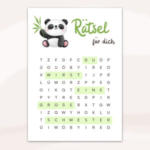 Tu vas être une grande sœur mots croisés | Annoncer une grossesse | Téléchargement PDF numérique