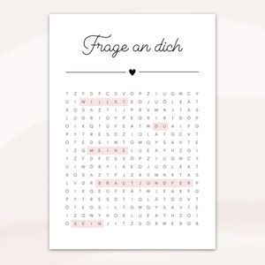 Willst du meine Brautjungfer sein | Hochzeit Frage als Kreuzworträtsel | Digitaler PDF Download