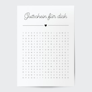 Crucigrama de vales personalizable | Vale creativo o regalo especial personalizado | Descarga digital A4 PDF