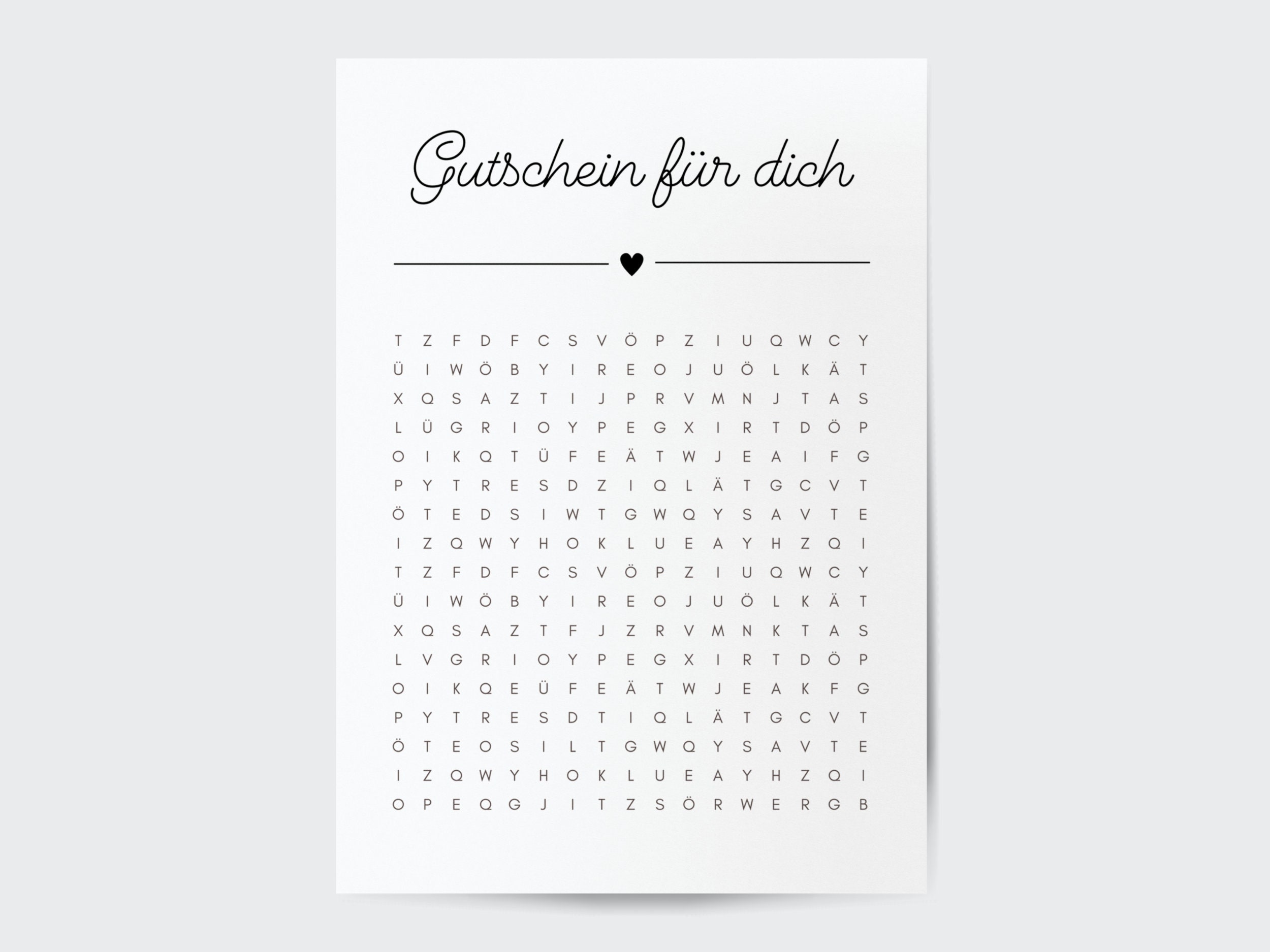 Personalizable voucher crossword puzzle | Creative voucher or special gift personalized | Digital A4 PDF download