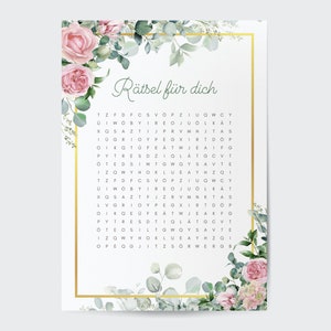 Vale personalizado crucigrama rosa | Vale creativo o regalo de cumpleaños especial que se puede personalizar. Descargar PDF