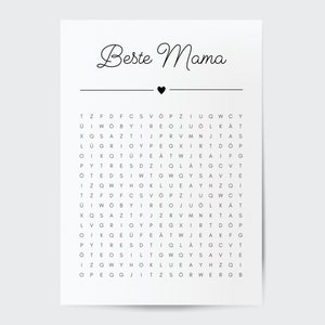 Crucigrama personalizado para el Día de la Madre | Bono creativo o regalo especial para la mejor mamá | Descarga digital A4 PDF