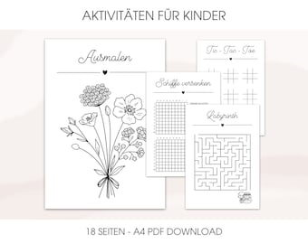 Actividades de boda para niños | Actividades para niños en tu boda | Juegos, rompecabezas, pintura | Descarga digital de PDF en alemán