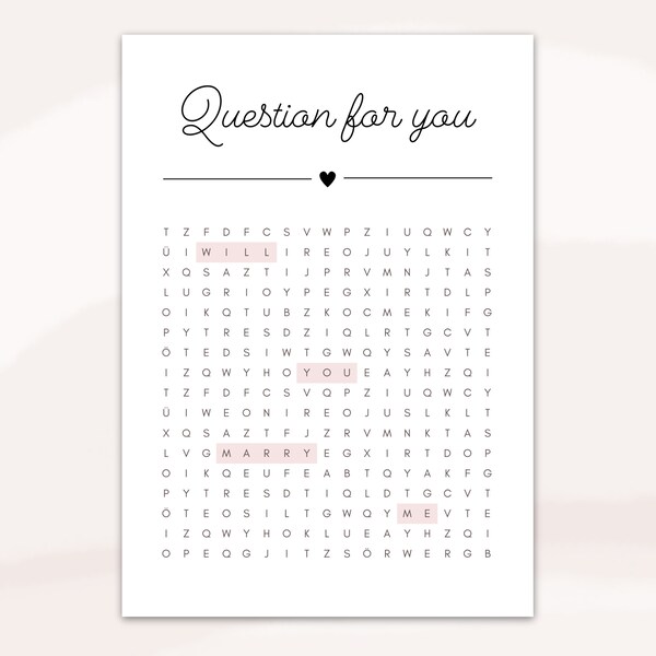 Will you marry me? | Crossword Marriage Proposal Game | Digital PDF Download