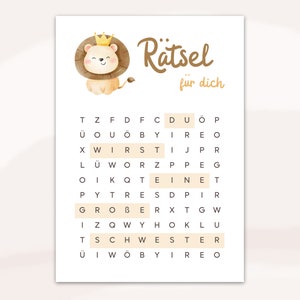 Tu vas être une grande sœur mots croisés | Annoncer une grossesse | Téléchargement PDF numérique