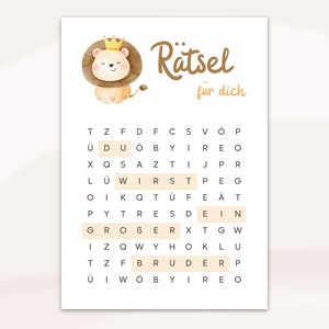 Tu vas être grand frère mots croisés | Annoncer une grossesse | Téléchargement PDF numérique