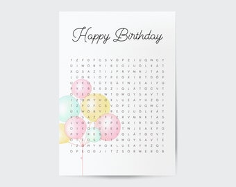 Birthday customizable crossword puzzle | Creative voucher or special gift personalized | Digital A4 PDF download