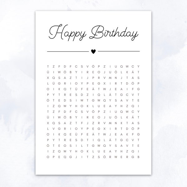 Birthday Personalized Crossword Puzzle | Creative voucher or special gift personalized | Digital A4 PDF download