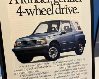 1989 Suzuki Sidekick 4X4 Magazine Ad Plaque - Car Memorabilia Wall Art