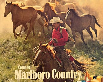 1969 Marlboro Cigarettes Vintage Print Ad, Marlboro Country