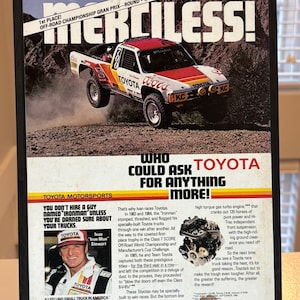 1985 Toyota Trucks TRD Off-Road Racing Ad Plaque | Ivan Stewart Tribute Wall Art