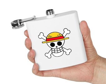 One Piece Straw Hat Crew Jolly Roger-kolv | Rostfritt stål 6oz