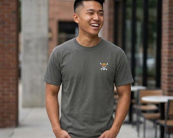 One Piece Embroidered Jolly Roger T-shirt | Comfort Colors Garment-Dyed T-shirt