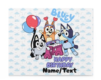 Bluey Name, Personalisiert, alles Gute zum Geburtstag Bluey - Puzzle (120 Teile)