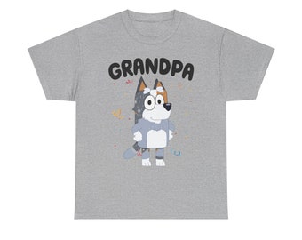 Bluey Grandpa, Grandpa Shirt, Bluey Shirt, Bluey Family Shirt, Bluey Birthday Gift, Bluey and Bingo - Unisex Heavy Cotton Tee