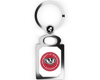 Universität von Wisconsin Football "Badgers" -Rechteck-Foto-Schlüsselanhänger