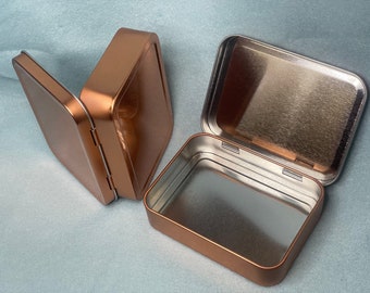 60 Metal Tins for Crafting, Wedding Favors, Baby Shower Favors, Plain Hinged Lid Tin, Altoid Tin, Blank Tin, Gold Tin, Copper Tin