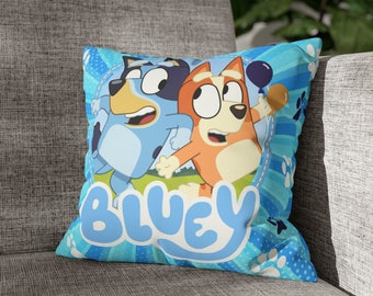 Bluey and Bingo - Faux Suede Square Pillow Case