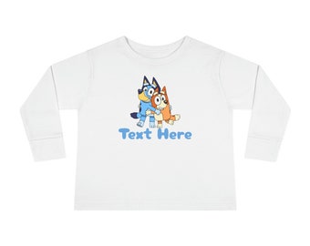 Nome personalizzato, maglietta a maniche lunghe per bambini personalizzata Bluey e Bingo