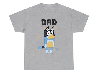 Bluey Bandit, Dad, Bluey Shirt, Bluey Character Shirt, Bluey Family Shirt, Bluey Birthday Gift, Bluey and Bingo - Unisex Heavy Cotton Tee