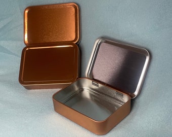 10 Metal Tins for Crafting, Wedding Favors, Baby Shower Favors, Plain Hinged Lid Tin, Altoid Tin, Blank Tin, Gold Tin, Copper Tin