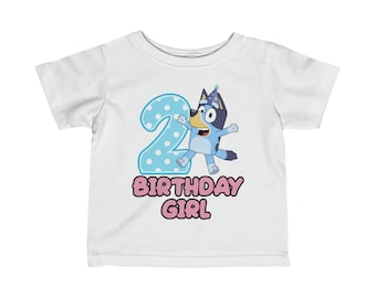 Bluey e i suoi amici età personalizzata compleanno ragazza maglietta festa di compleanno modalità ballo Bingo Muffin Bluey regalo infantile maglia fine Tee