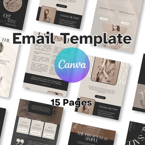 メールニュースレターCanvaテンプレート、メールマーケティングCanvaテンプレートバンドル、編集可能なメールテンプレートCanva、コーチングメールニュースレターテンプレート