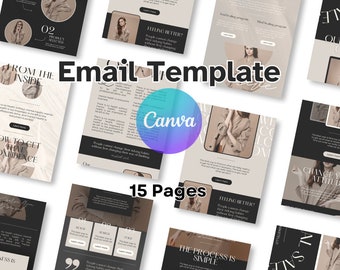 Mall för e-postnyhetsbrev i Canva, paket med e-postmarknadsföring i Canva, redigerbar e-postmall i Canva, mall för coaching-nyhetsbrev i Canva