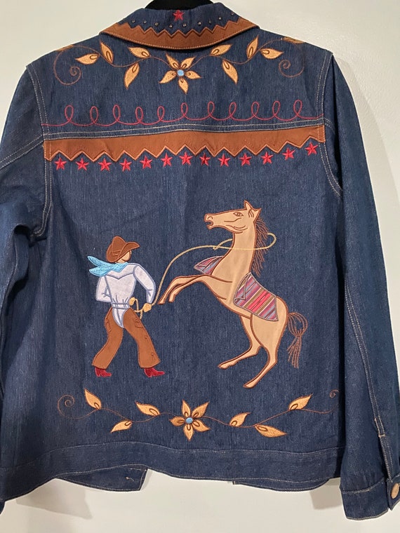 Vintage Western Denim Jacket with embroidery