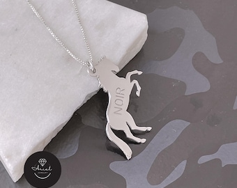Collar con colgante de caballo en plata de ley para amantes de los caballos.