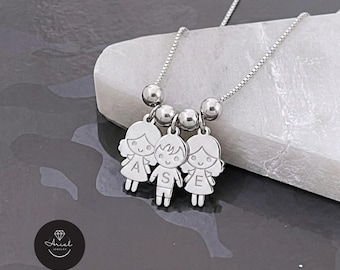 Personalized Mom Necklace with Kids Charms