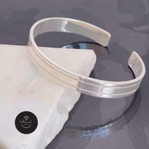 Pulseira de prata esterlina para homens - Pulseira ajustável aberta com mensagem secreta gravada - Melhor presente personalizado para ele