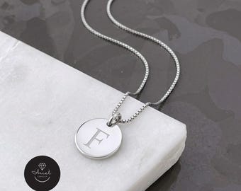 Sterling Silver Initial Disc Necklace