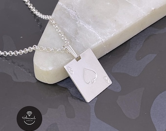 Collar de plata de ley con as de espadas